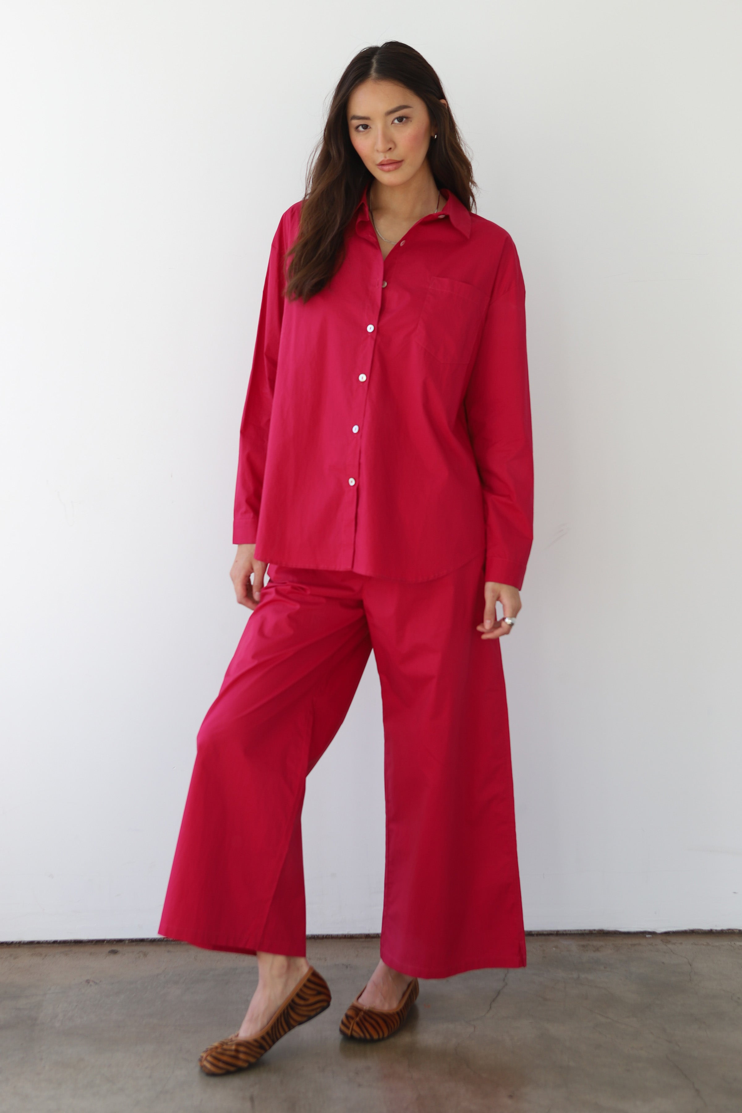 The Poplin Boxer Pant - Berry