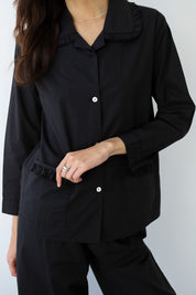 The Poplin Ruffle Nightshirt - Black