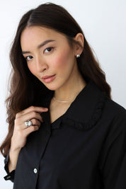 The Poplin Ruffle Nightshirt - Black