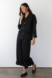 The Poplin Ruffle Pant - Black