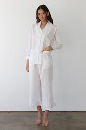 The Poplin Ruffle Pant - White