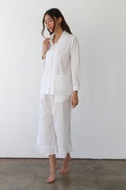 The Poplin Ruffle Pant - White