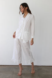 The Poplin Ruffle Pant - White