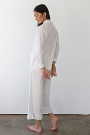 The Poplin Ruffle Pant - White