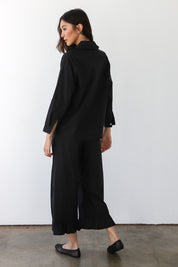 The Poplin Ruffle Pant - Black