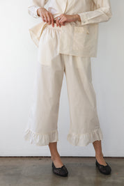 The Poplin Ruffle Pant - Ecru