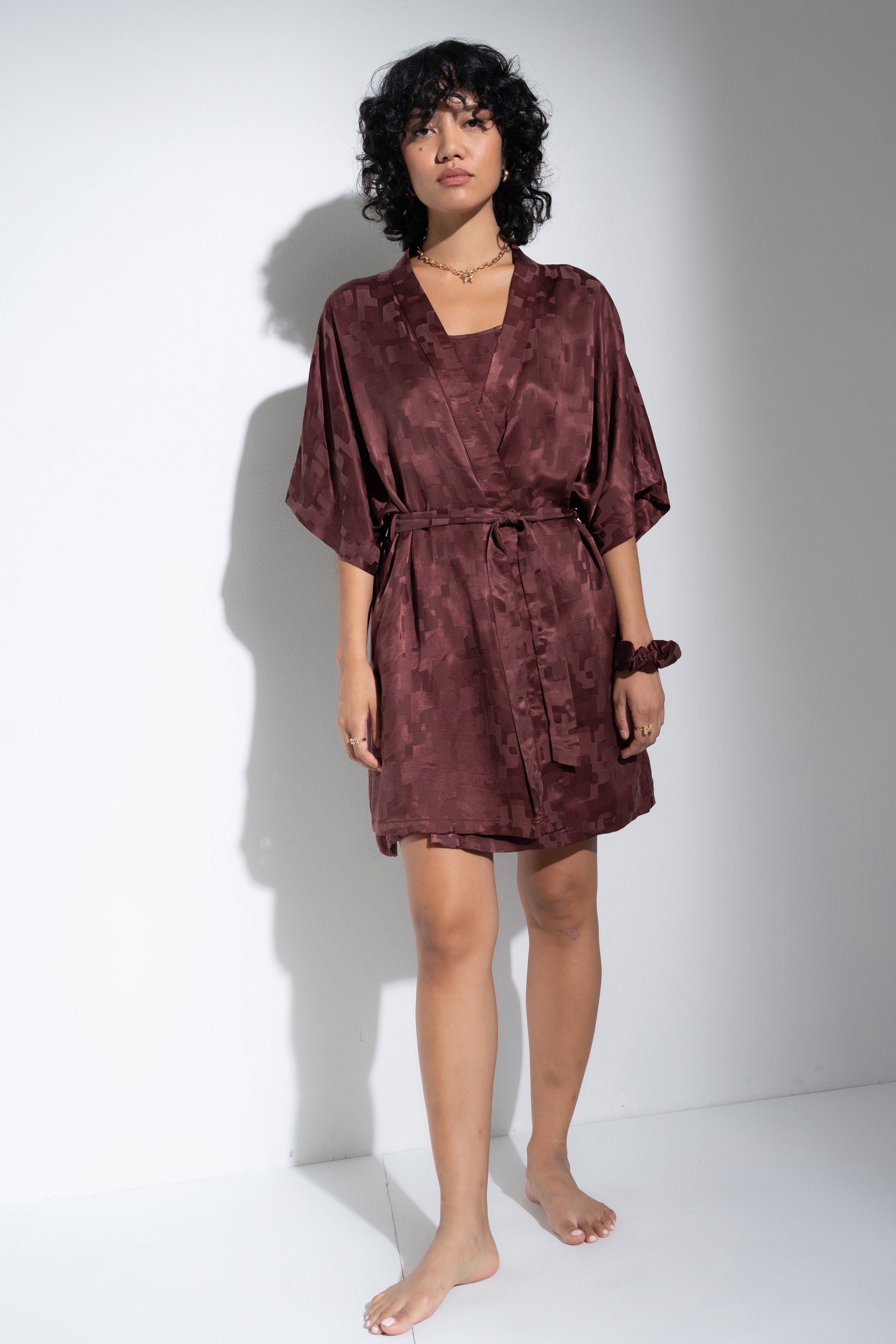 Idle Sleepwear Women's The Short Robe - Brown 2X/3X Idle Sleepwear Women's The Short Robe - Brown 2X/3X