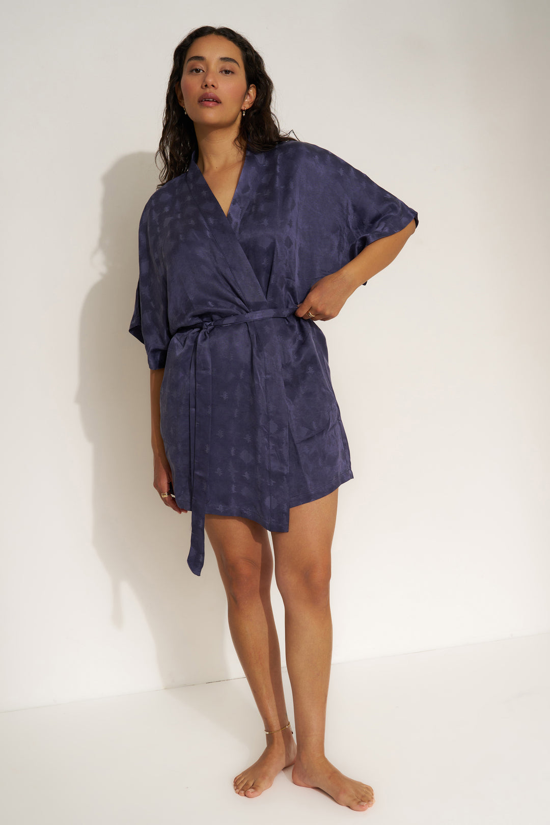 The Short Robe - Navy Zig Zag