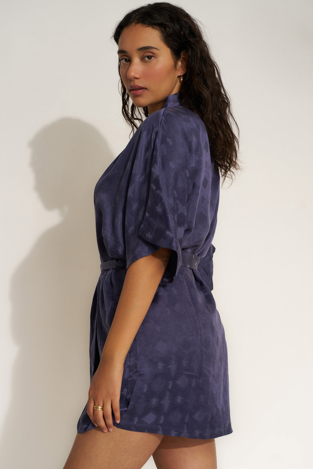 The Short Robe - Navy Zig Zag