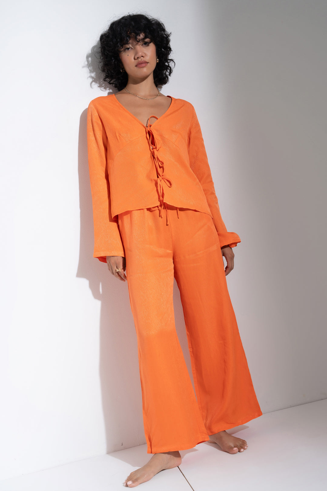 The Tie Front Set - Tangerine