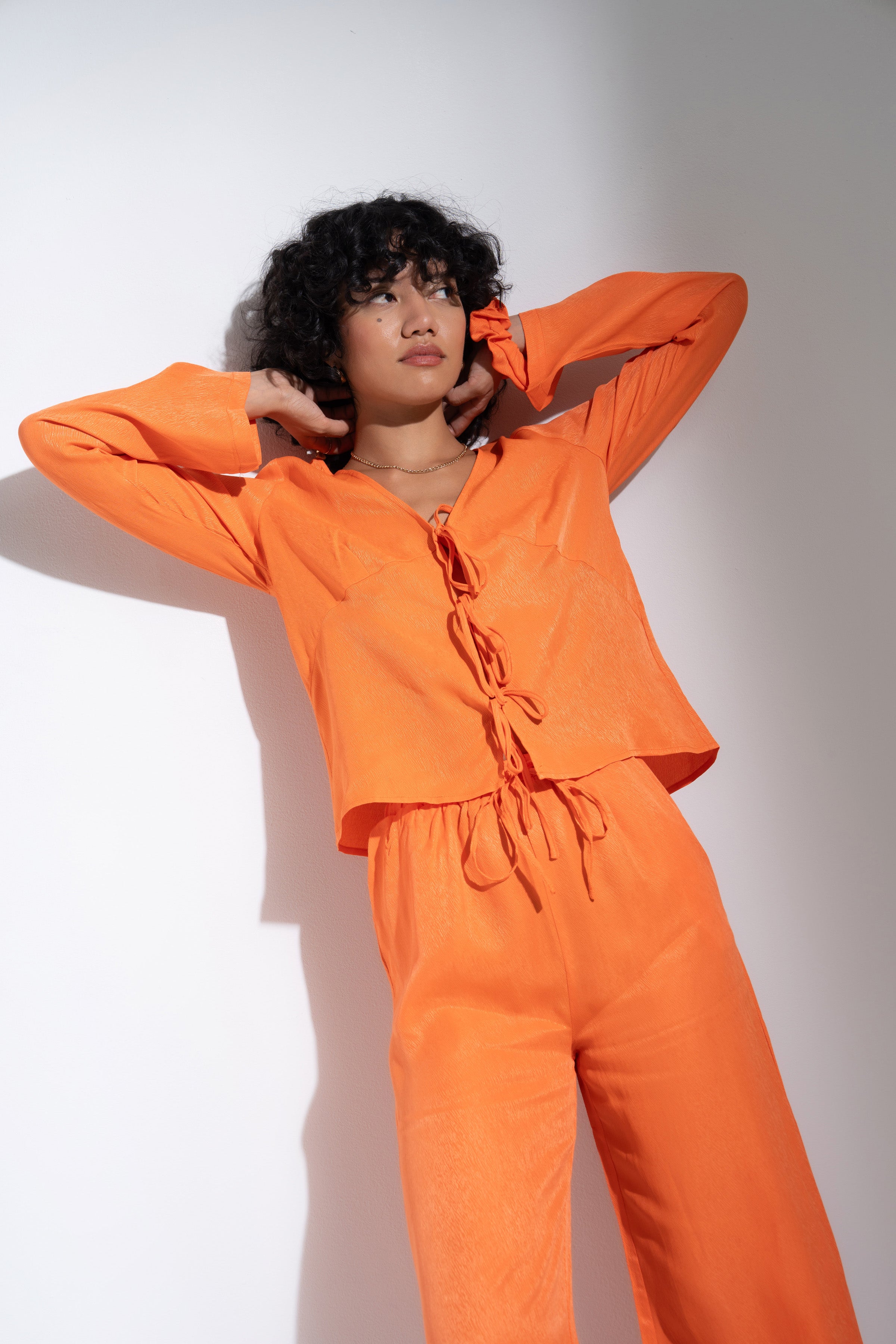 The Tie Front Top - Tangerine
