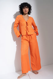 The Tie Front Top - Tangerine