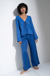 The Tie Front Top - Cobalt