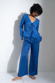 The Tie Front Top - Cobalt