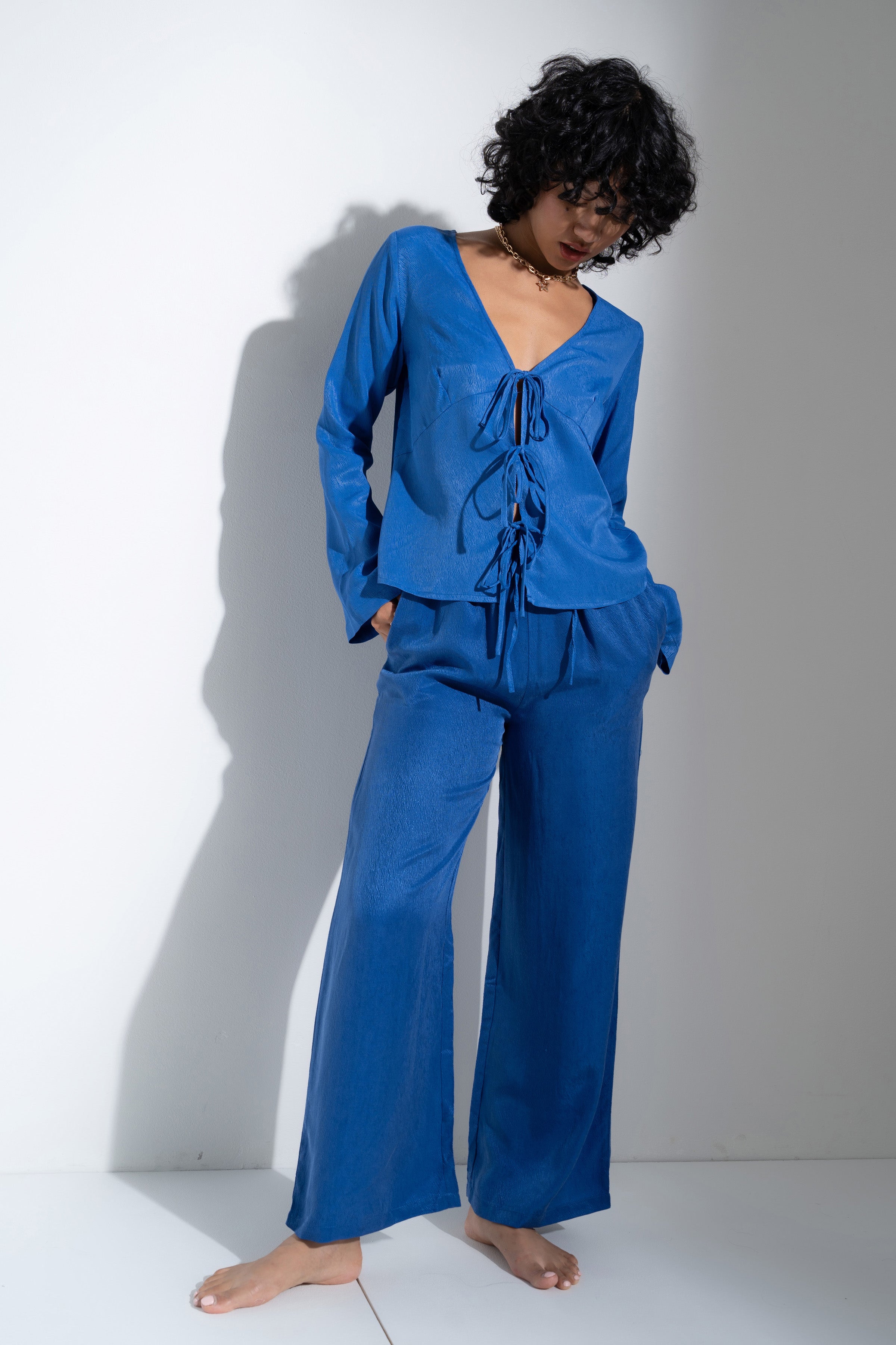 The Tie Front Top - Cobalt
