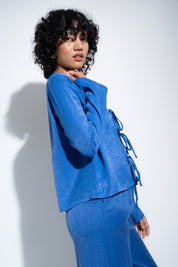 The Tie Front Top - Cobalt