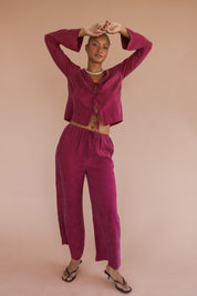 The Tie Front Top - Plum