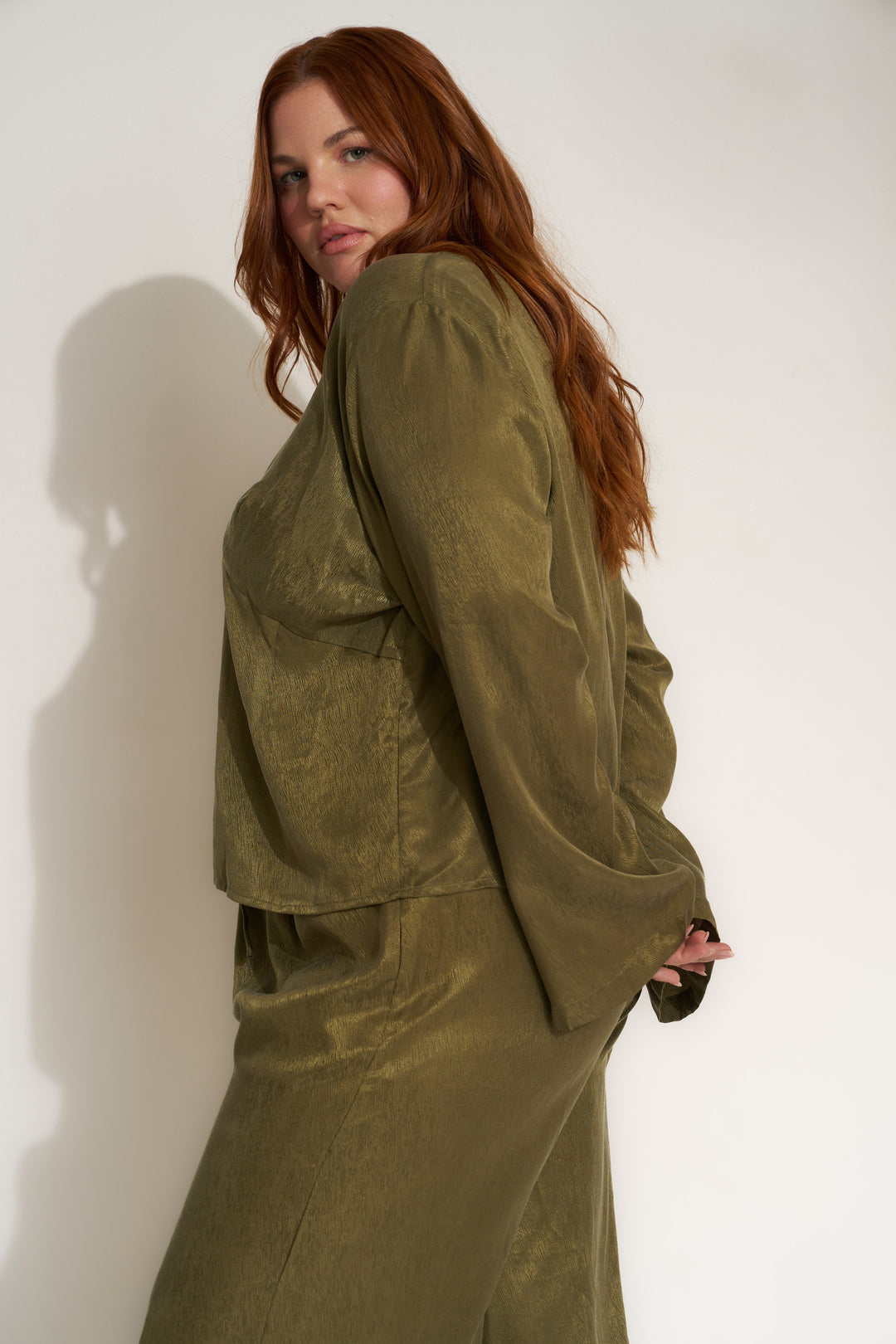 The Tie Front Set - Olive