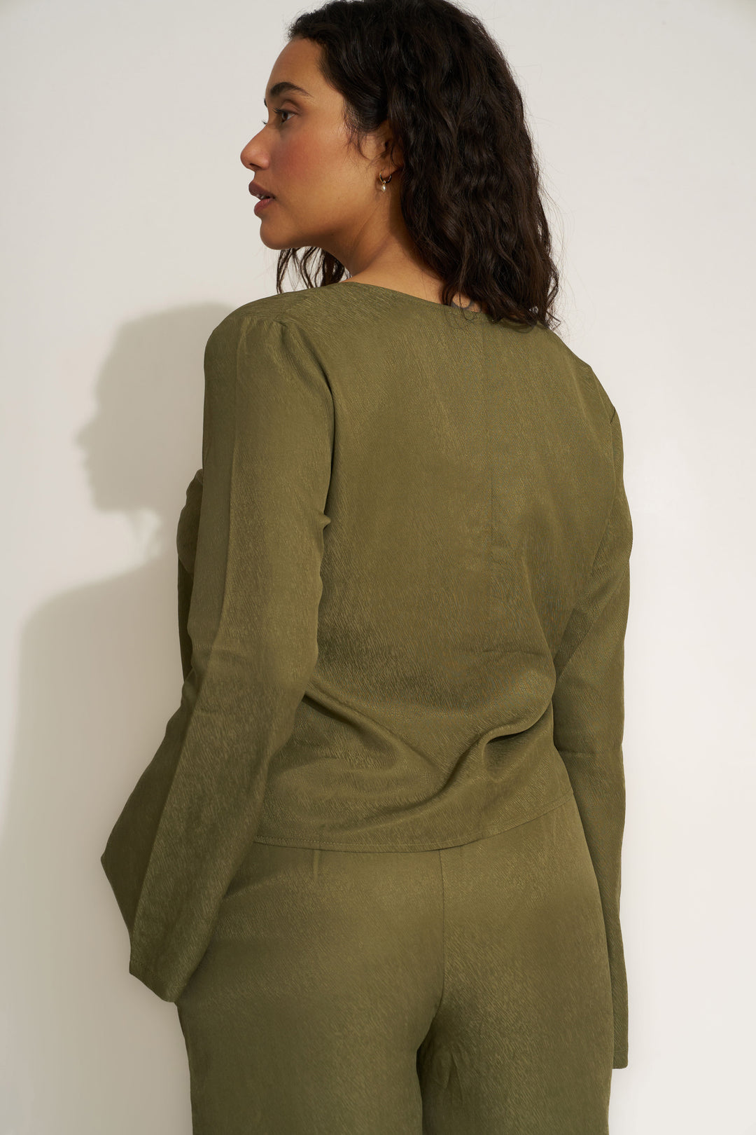 Tie Front Top - Olive